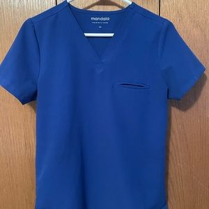 Mandala One Pocket Scrub Top - Galaxy Blue